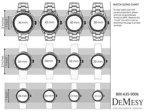 rolex watch band size chart